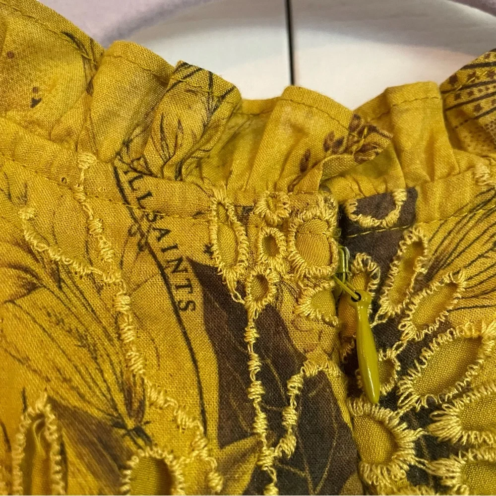 NWT ALLSAINTS Women’s Sia Demoir Broderie Dress Olive - US4 - Picture 11 of 13